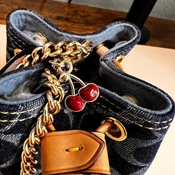 Coach Denim and Tan Mini Bucket Wristlet - Picture 2 of 3